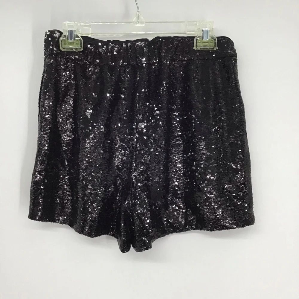 DO + BE Women’s Sequined High Rise Elastic Waist Shorts Party Disco NWT Size L
